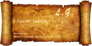 Liszek Gyula névjegykártya